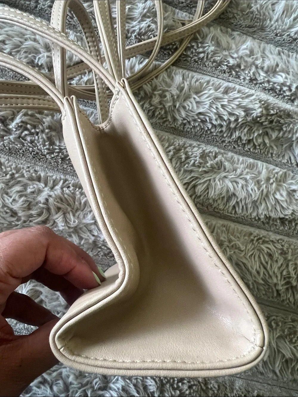 Telfar Small Cream Crossbody Tote with Embossed Logo